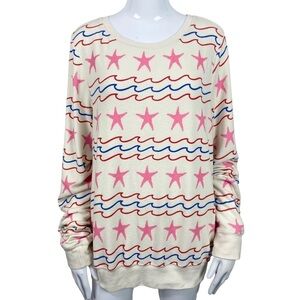WILDFOX Sea Stars & Stripes Baggy Beach Sweater Sweatshirt size Large